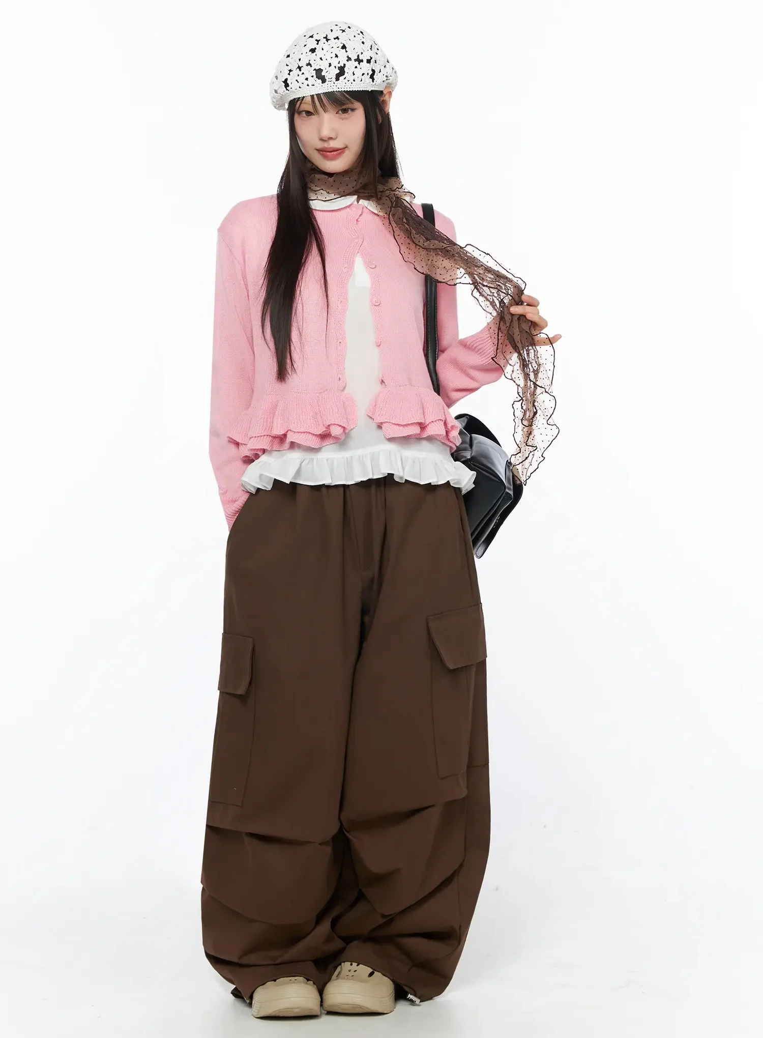 Wide Leg Parachute Cargo Pants IY526 - Image 2