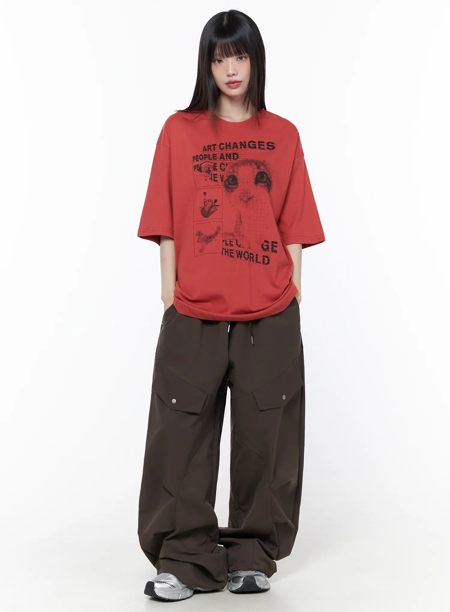 Wide Leg Pintuck Cargo Pants CU519 - Image 3