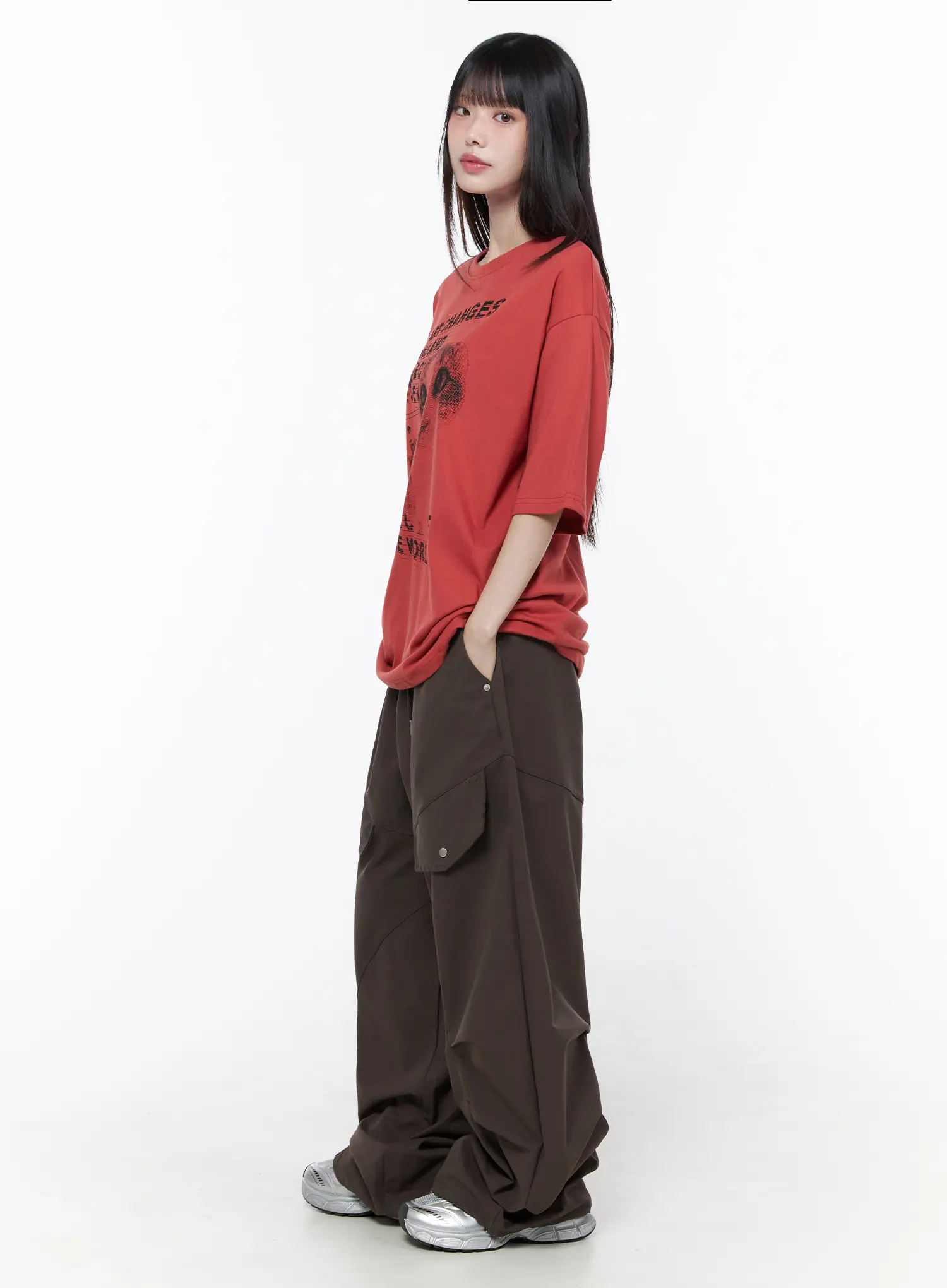 Wide Leg Pintuck Cargo Pants CU519 - Image 4