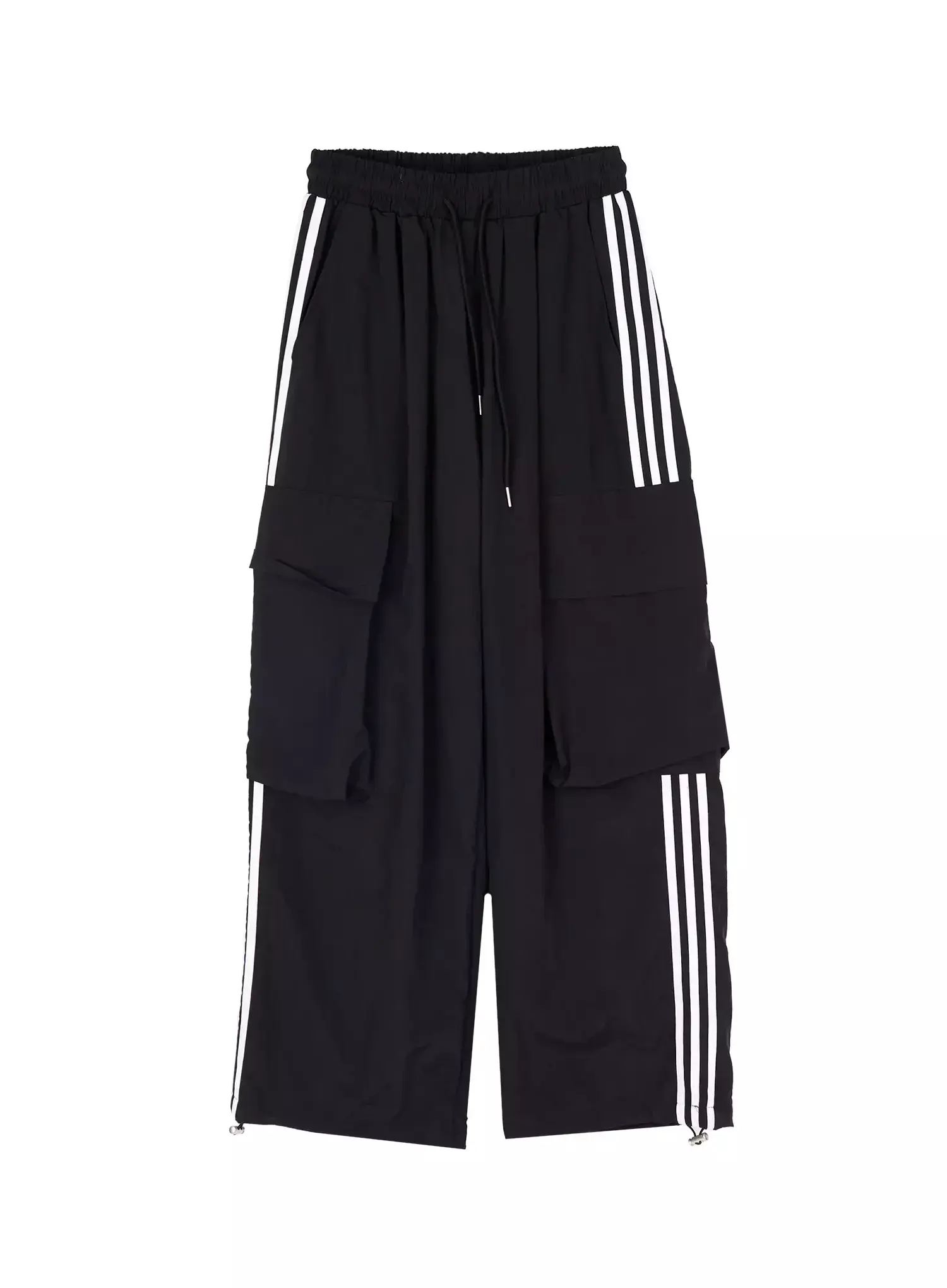 Wide Leg Striped Nylon Cargo Pants IU512 - Image 13