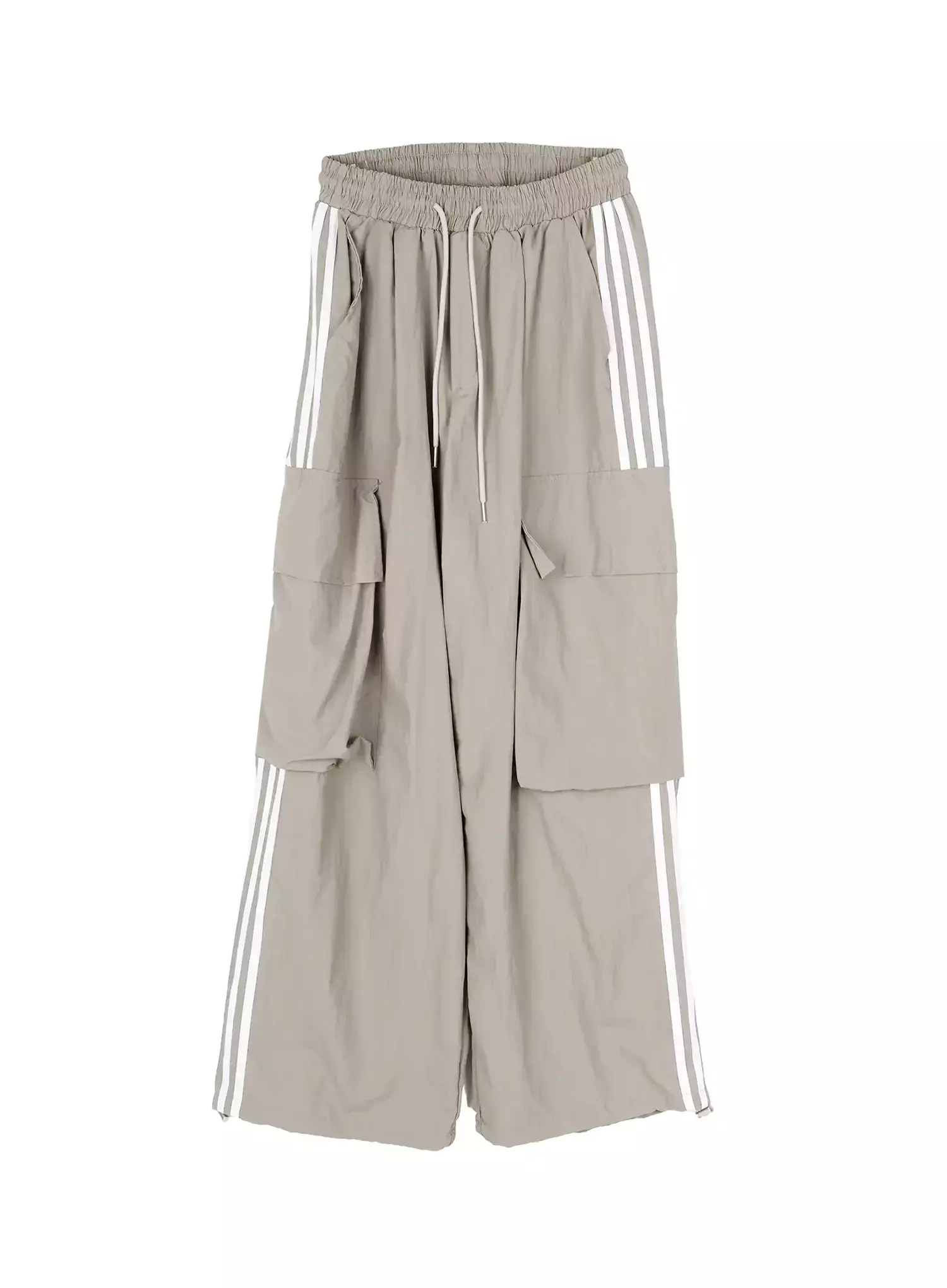 Wide Leg Striped Nylon Cargo Pants IU512 - Image 14
