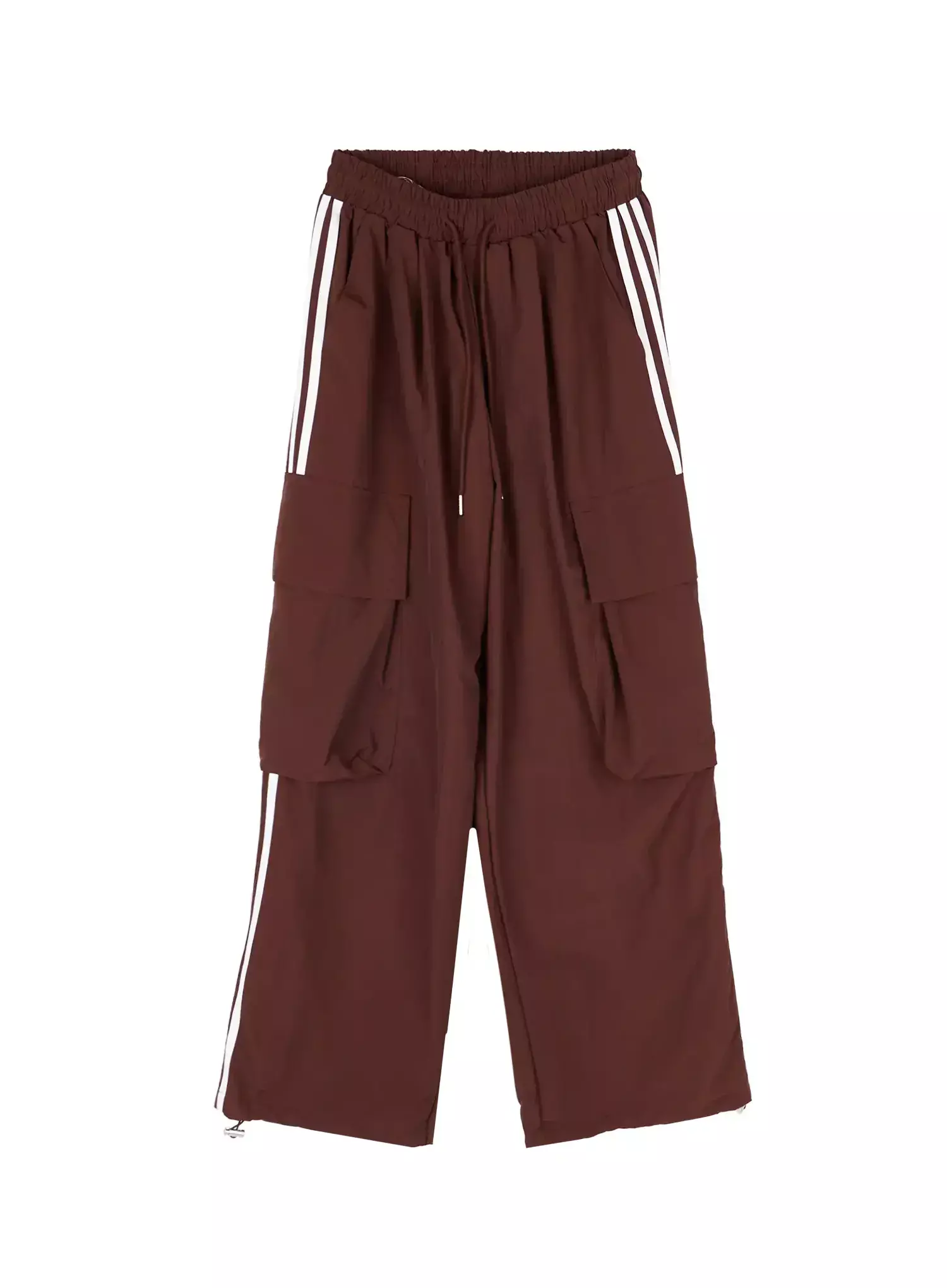 Wide Leg Striped Nylon Cargo Pants IU512 - Image 15