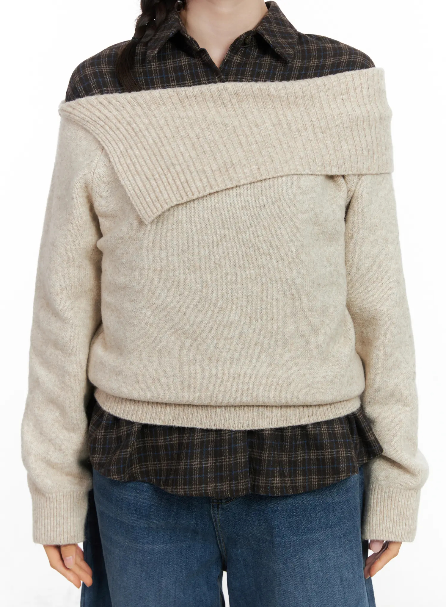 Wide Off-Shoulder Knit Sweater CN519 - Image 4