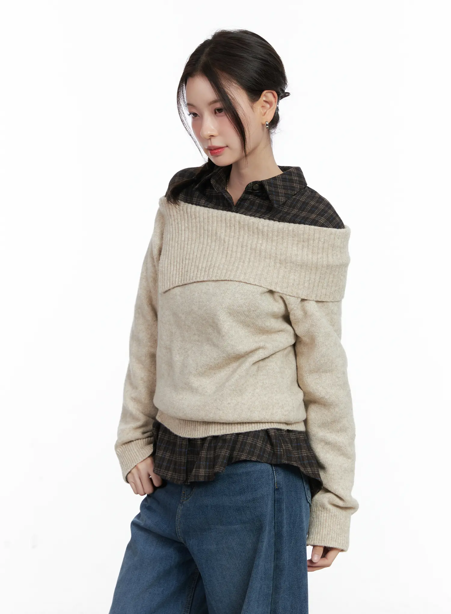 Wide Off-Shoulder Knit Sweater CN519 - Image 6