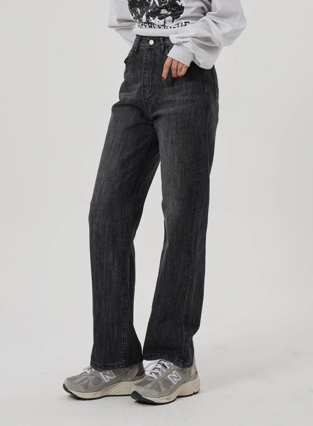 Wide Straight Leg Jeans BF310 - Image 3
