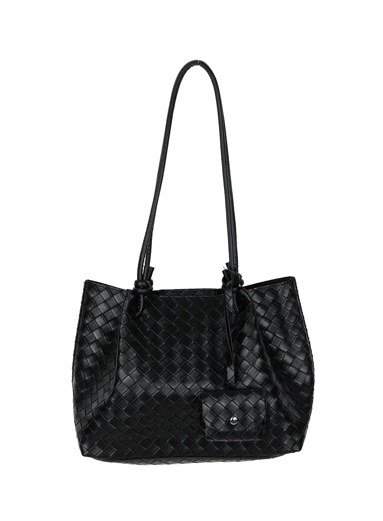 Woven Leather Shoulder Bag and Pouch Set IU519 - Image 7