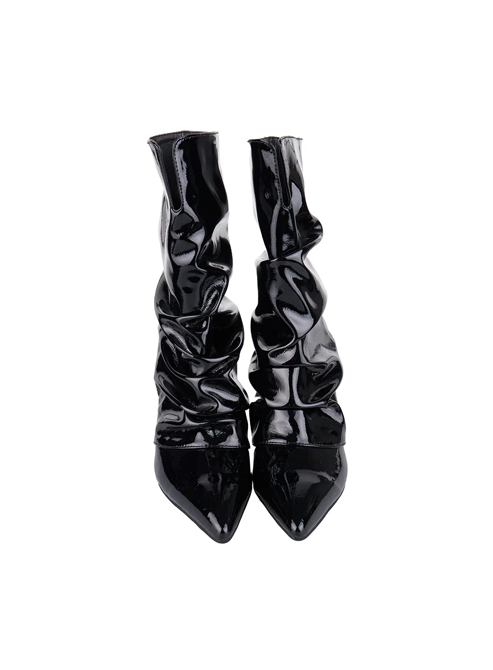 Wrinkled Faux Leather Midi Boots CN419 - Image 9