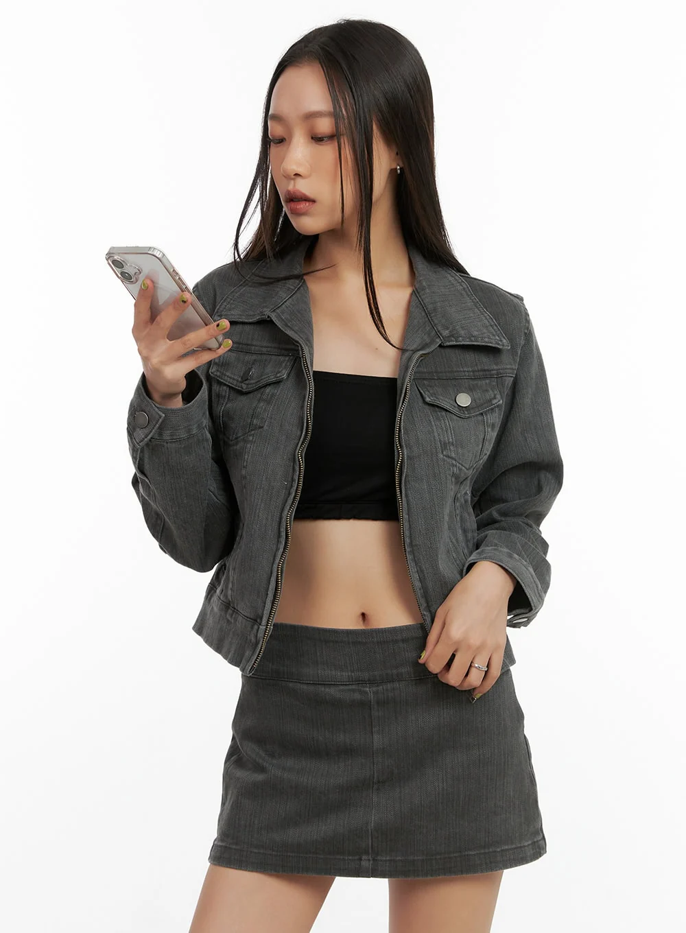Zip Pocket Washed Slim-Fit Jacket CO424 - Image 3