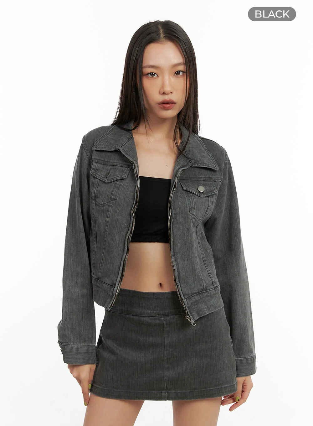 Zip Pocket Washed Slim-Fit Jacket CO424 - Image 9
