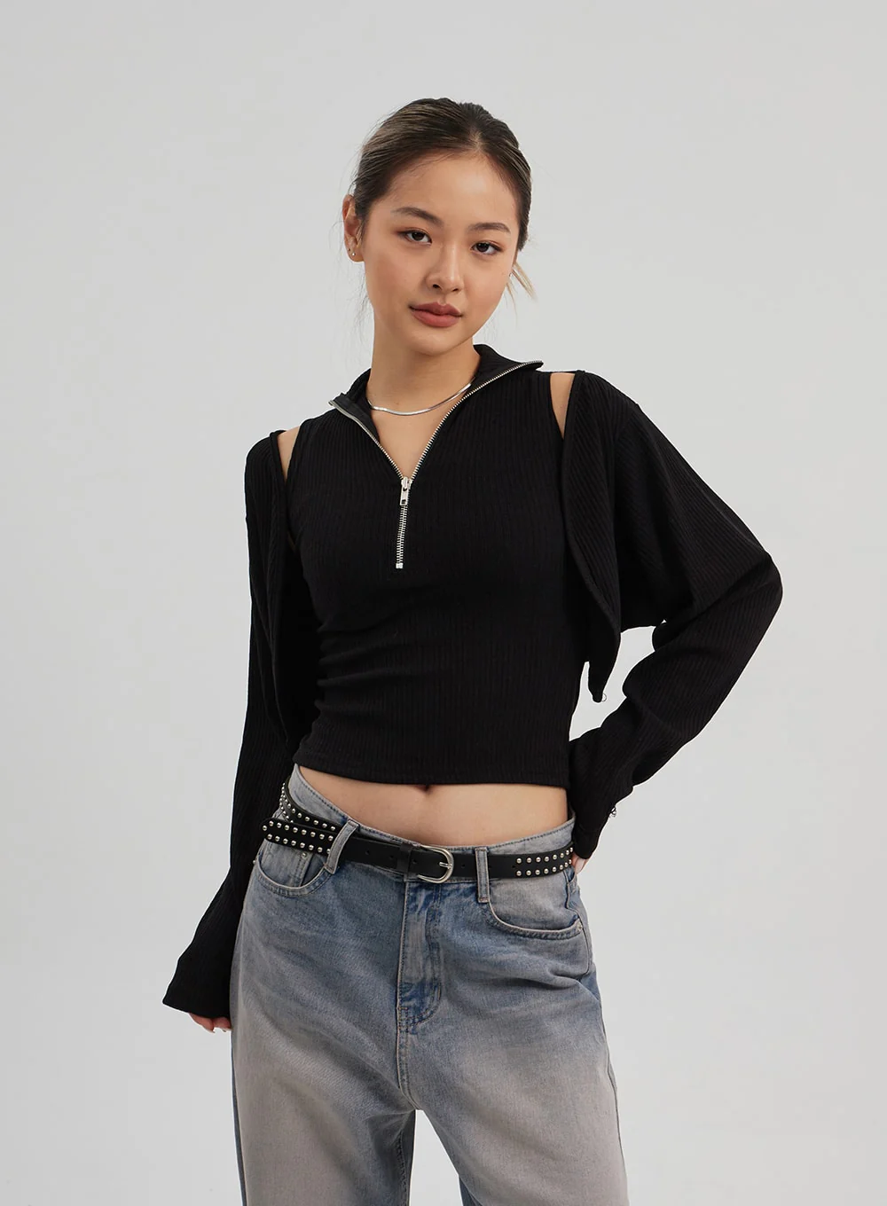 Zipper Sleeveless top Bolero Set CF310