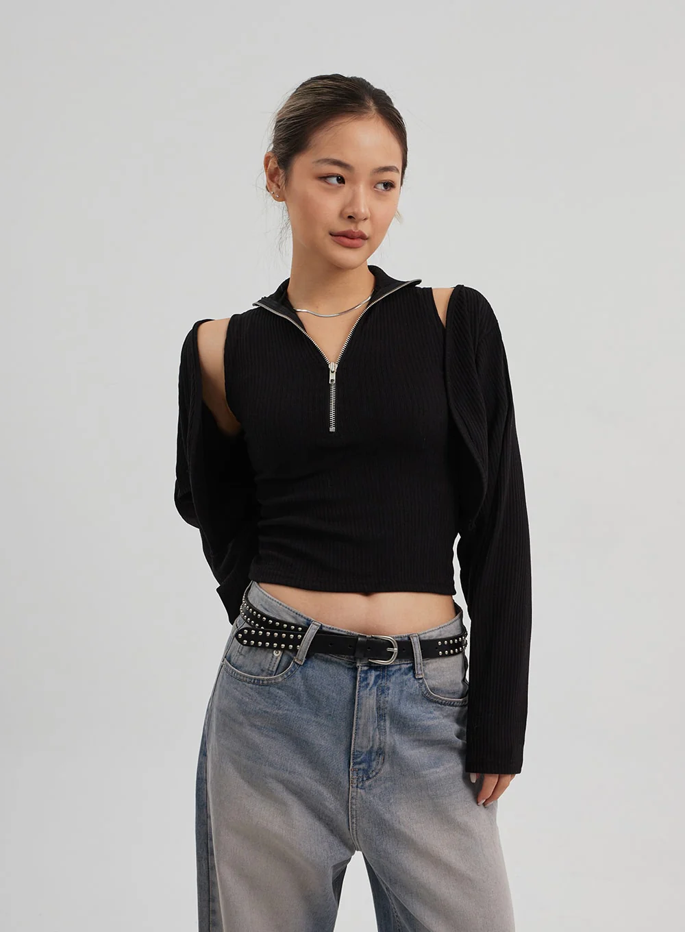 Zipper Sleeveless top Bolero Set CF310 - Image 9
